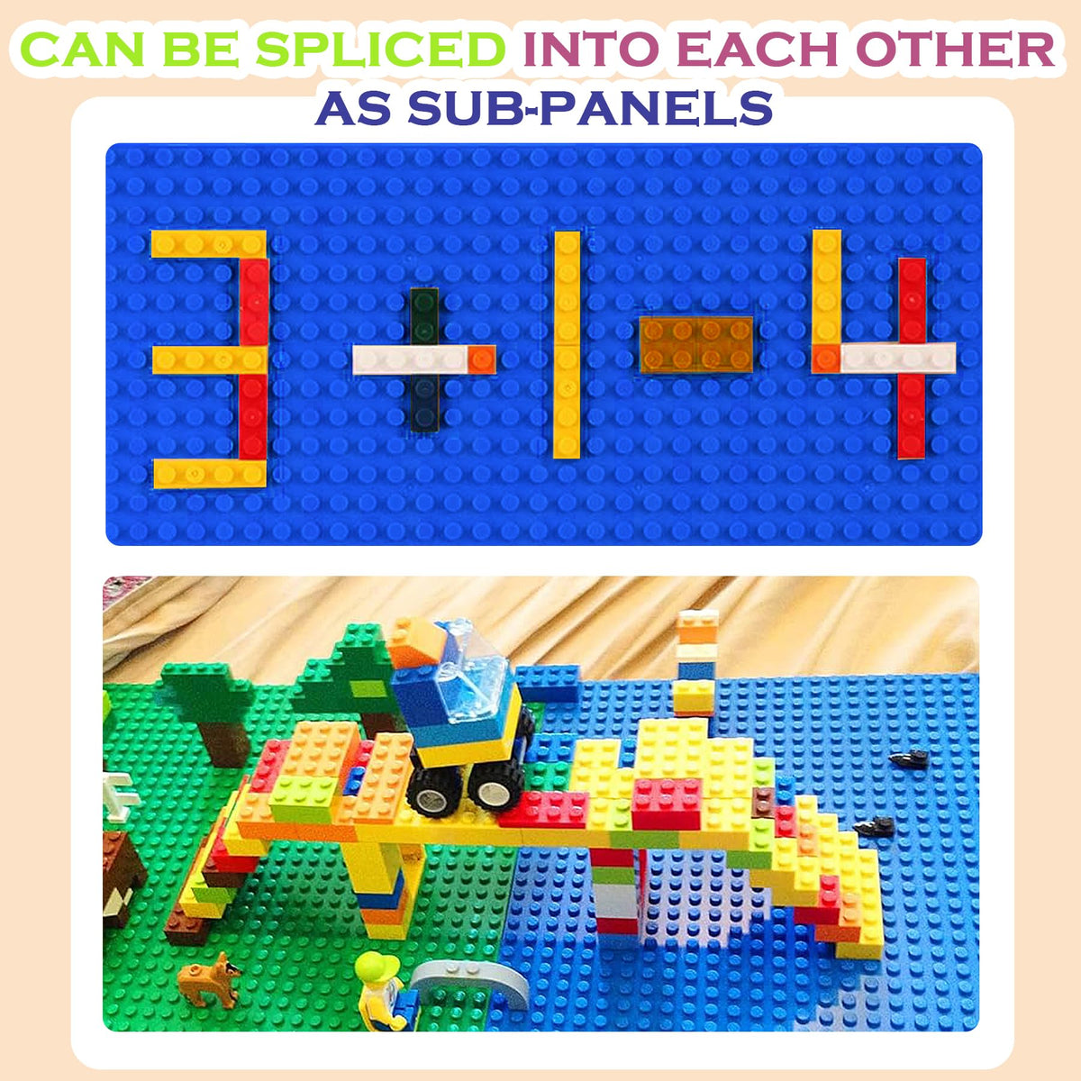 EKIND 4 PCS Classic 5" x 10" Building Baseplates, Compatible with Major Brands Toy Bricks, Encourage Logic & Creativity Through Play, Ideal STEM Activities for Children (Gray)