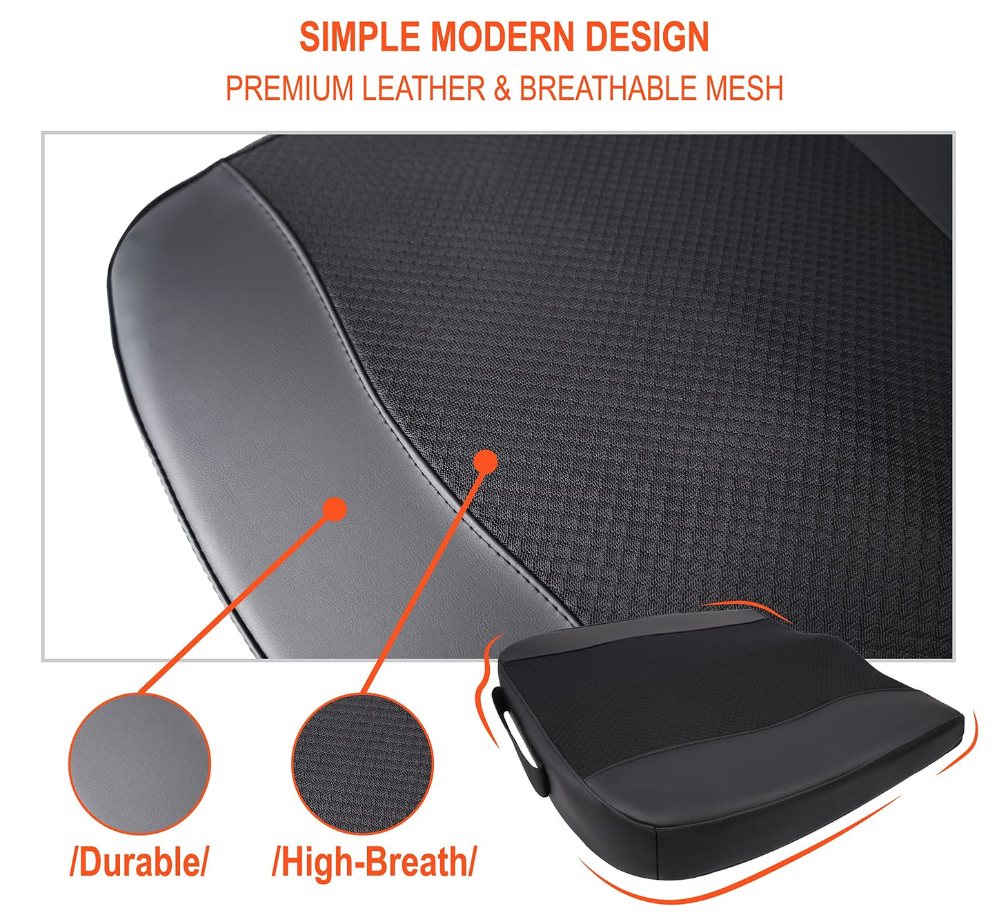 Lofty Aim Car Seat Cushion, Comfort Memory Foam Car Cushions for Driving - Sciatica & Lower Back Pain Relief, Driver Seat Pillow for Auto, Office Chair, Wheelchair - Black