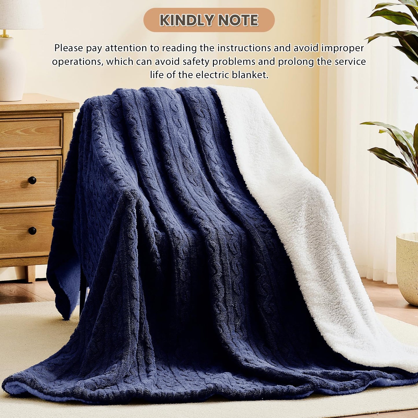 Homemate Electric Heated Blanket Twin - 62"x84" Heating Bed Blankets Throw with 10 Heating Levels 8 Hours Auto Off Fast Heating Over-Heated Protection Ultra Soft Warm Flannel ETL Certified Grey