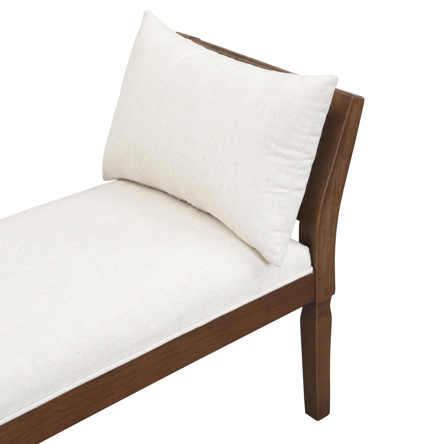 Christopher Knight Home Viko Farmhouse Wooden Living Room Ottoman Bench with Cross-back Detail, Upholstered End of Bed Ottoman with Armrest, Long Entryway Bench, Long Seating for Bedroom, Beige+Walnut