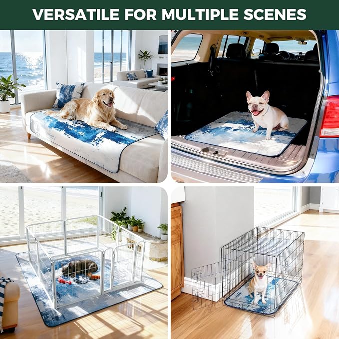 FXW Washable Pee Pads for Dogs, Puppy Pads with Super Absorbent, Specifically Designed for Rollick/Homeplus 24inch 8 Panels Dog Playpen, 63" Square, Tie-Dye Blue, 1 Pack