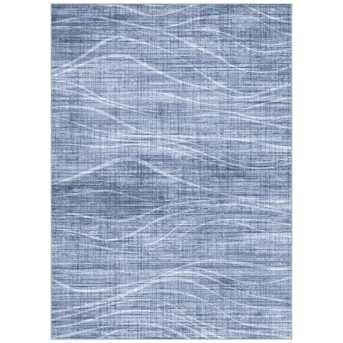 WITSHOCK 5x8 Area Rug Blue Rug for Living Room, Washable Rugs for Bedroom Dining Room Kitchen Nursery, Modern Wave Striped Rugs, Non Slip Stain Resistant Lightweight Carpet Home Decor, Blue