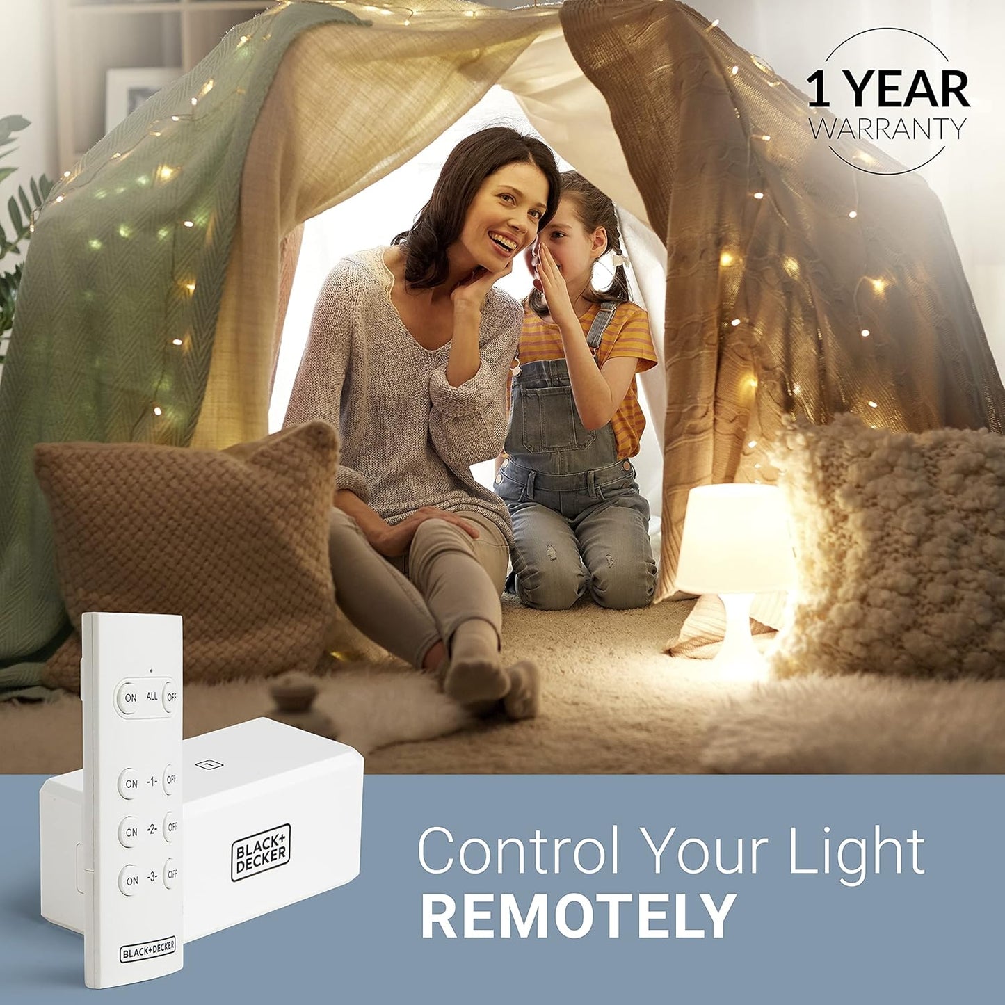 Black+Decker Wireless Remote-Control Outlet, Pack of 3 Outlets, 1 Remote - Premium Light Switches