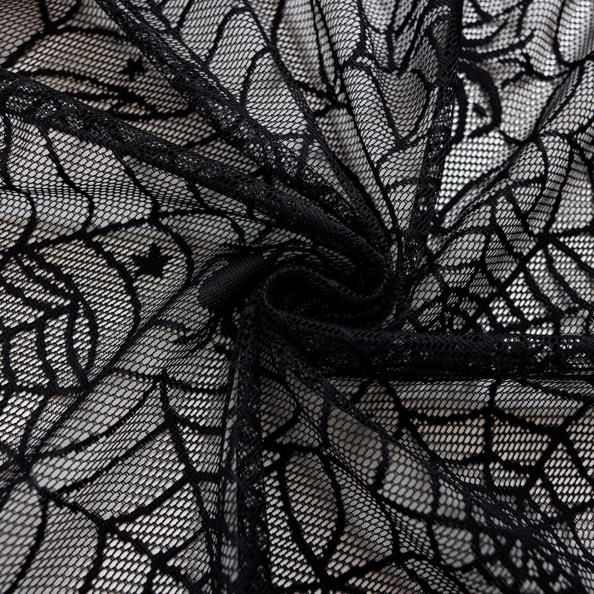 YJ YANJUN Black Lace Curtains 63 inches Length 2 Panels Halloween Goth Curtains for Bedroom Kitchen Spider Webs Halloween Decoration Coffin/Witchy/Gothic Haunted House Decor 55Wx63L Inch