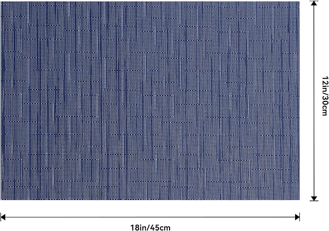 Leetaltree Blue Placemats Set of 4 - Heat Resistant Non-Slip Place mats for Dining Table, Washable Durable PVC Vinyl Woven Table Mats(Blue, 4)