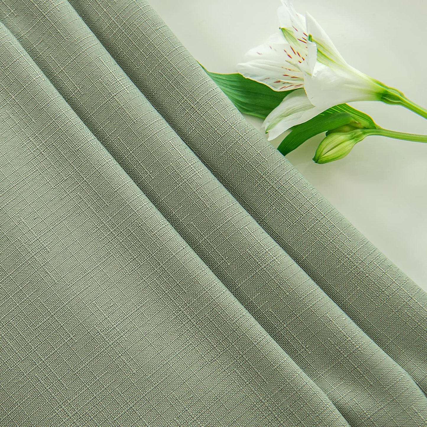 maxmill Rectangle Slubby Textured Tablecloth Waterproof Spillproof Wrinkle Free Table Cloth, Kitchen Dining Room Decoration, Fabric Table Cover for Holiday Party Dinner, 52 x 70 Inch, Sage Green