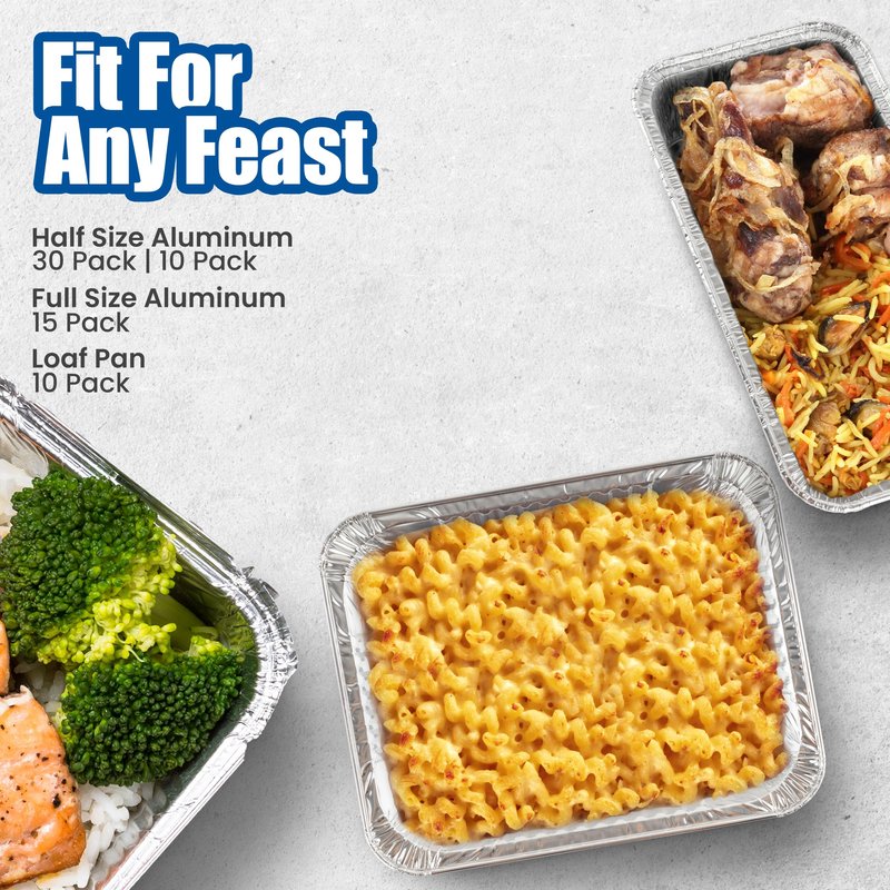 EHOMEA2Z Aluminum Pans Disposable Half Size (10 Pack) – MADE IN USA – 9x13 Heavy Duty Foil Pans, Durable & Recyclable Baking Pans, Eco-Friendly, Lightweight, Great for BBQ, Parties & Catering
