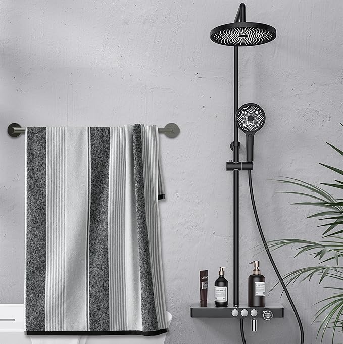 Honmein Towel Bar - Adjustable 304 Stainless Steel Towel Holder for Bathroom (11.8inch-22.6inch) Sturdy and Rustproof Wall Mounted Towel Rack for Bathroom Accessories, Silver…