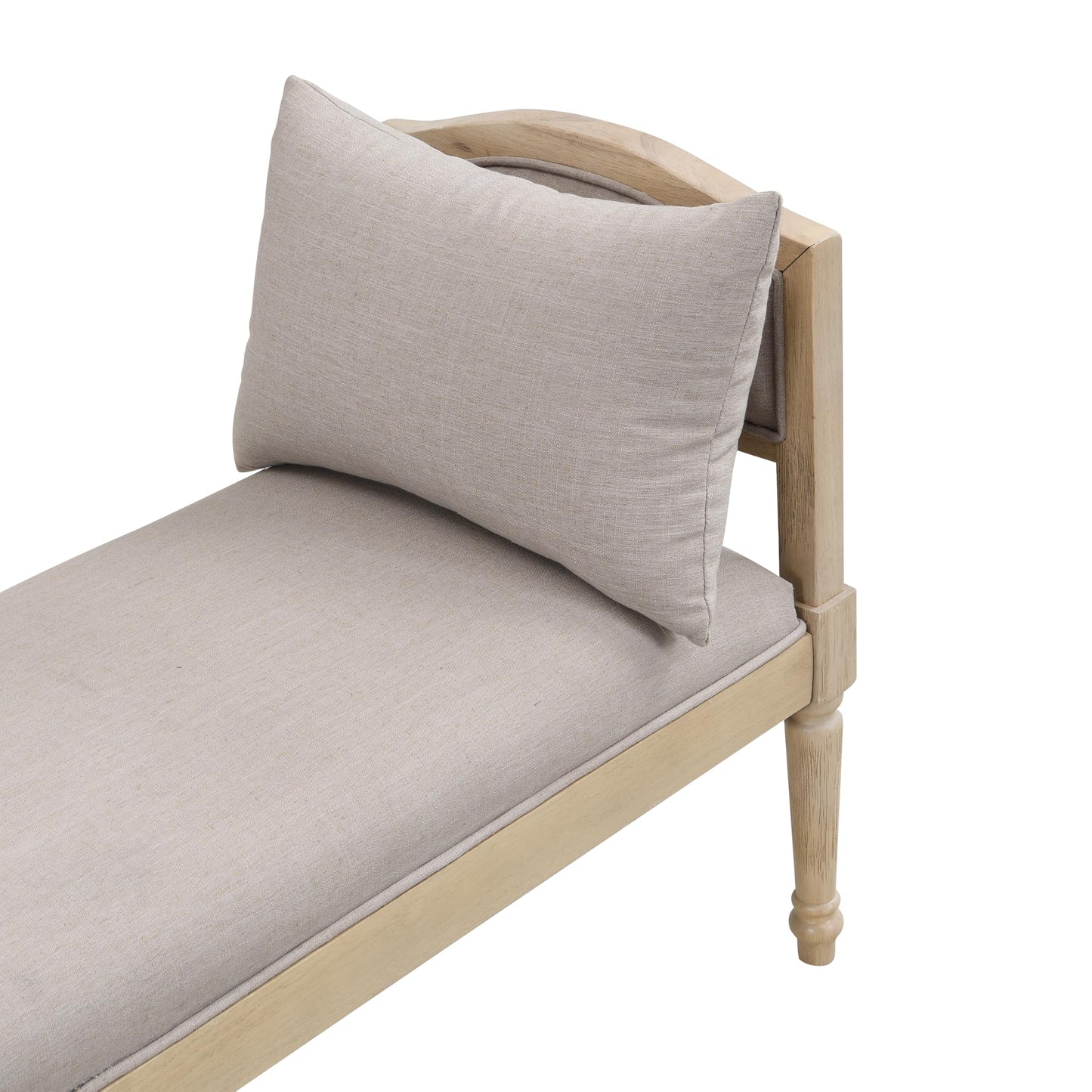 Christopher Knight Home Upholstered Bench with Turned Wood Legs and Side Cushions, Farmhouse Accent Bench, Solid Wood Frame Entryway End of Bed Bench, Greige Cushion and Finish