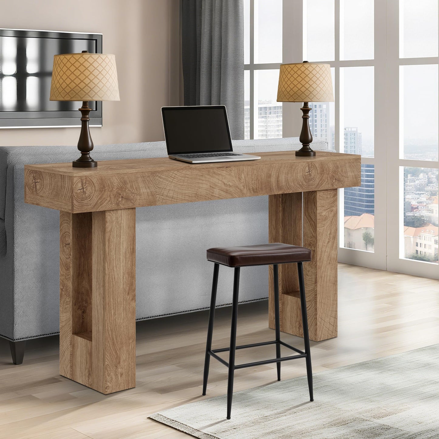 GarveeTech 63" Console Table for Entryway, Narrow Sofa Table Behind Couch, Wooden Hallway Table for Living Room, Foyer Entry Table
