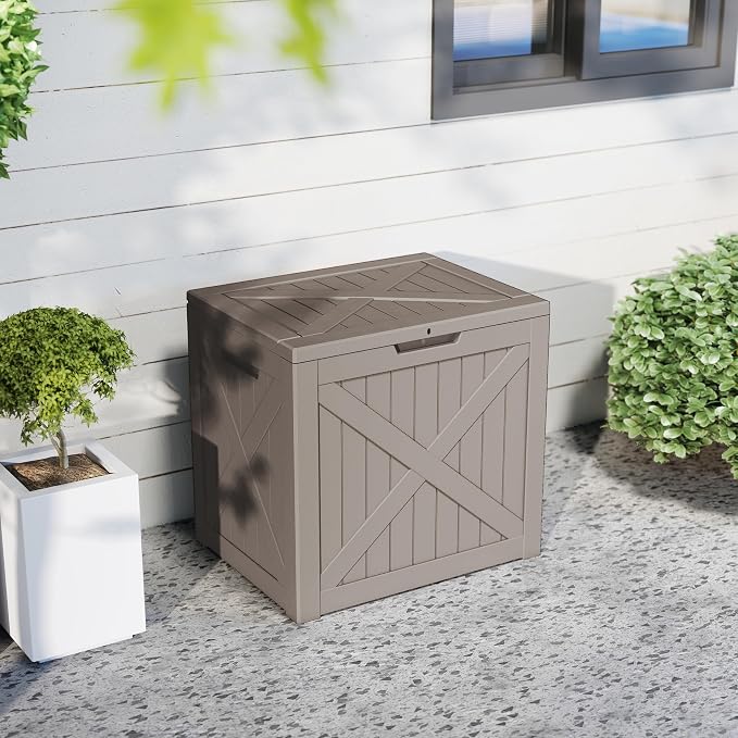 40 Gallon Outdoor Package Delivery Box with Lockable, Waterproof & Weatherproof Secure Parcel Drop Box for Porch, Resin Outside Storage Boxes(Grey)