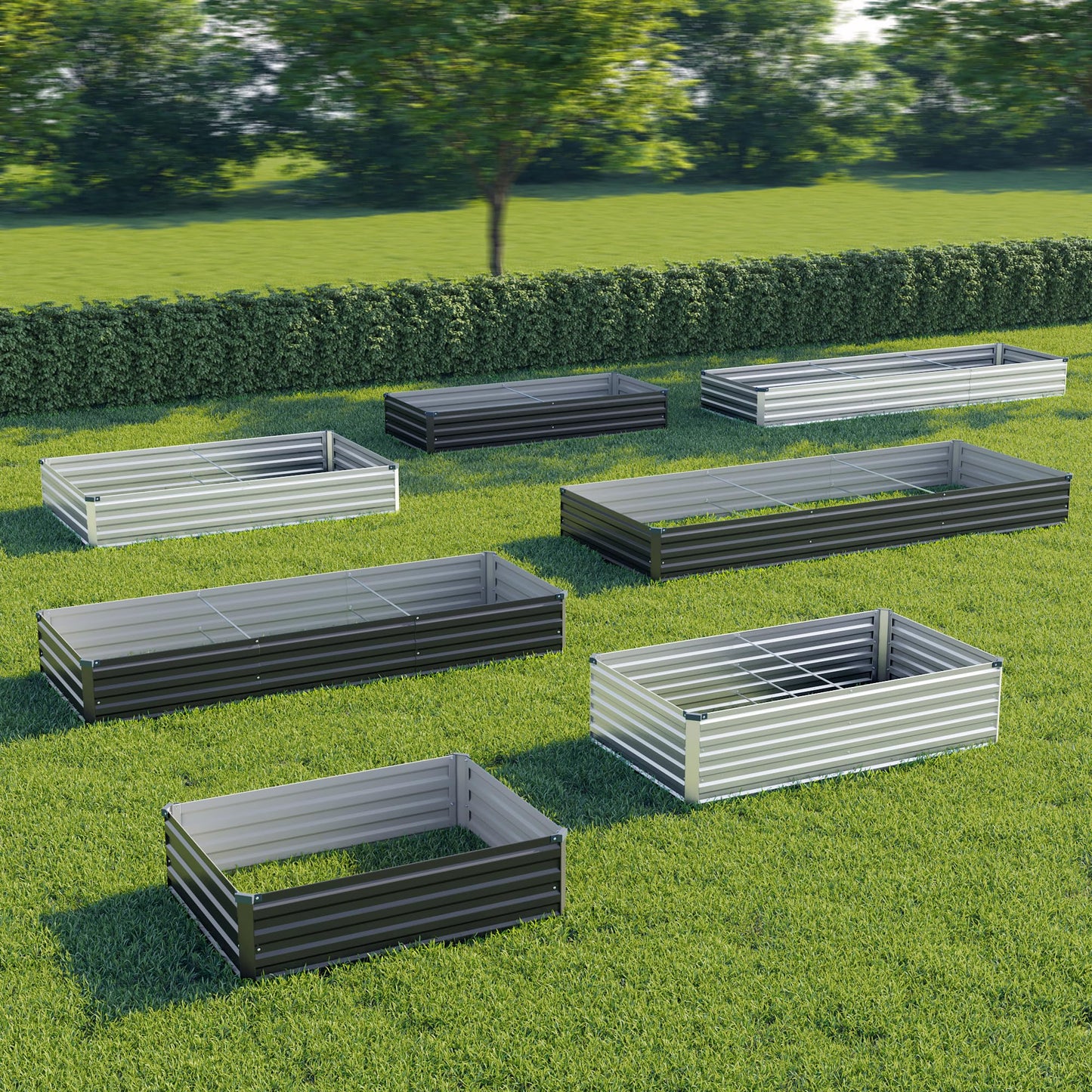 zunatu 10x2x1 ft(2 Pack) Galvanized Raised Garden Bed,Outdoor Planter Box Metal Patio Kit Planting Bed for Vegetables Flowers and Succulents,Black