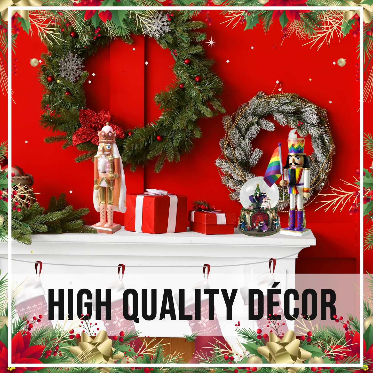 Nutcracker Ballet Gifts, Soldier Nutcracker Christmas Ornaments, Wooden Figure Decoration with Traditional White Uniform for Holiday Home Decor, Ideal Xmas Ornament, Large, 15 Inch