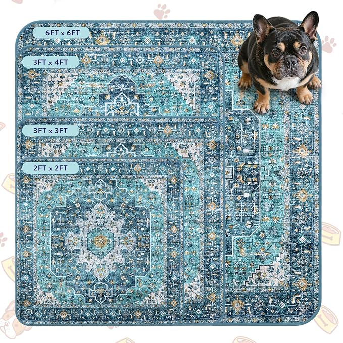 Lahome Reusable Washable Puppy Pads - 2 Pack Super Absorbent & Waterproof Dog Training Mats for Potty, Crate and Floor - Leakproof Pee Pads with Non-Slip Backing (Blue, 36"x48")