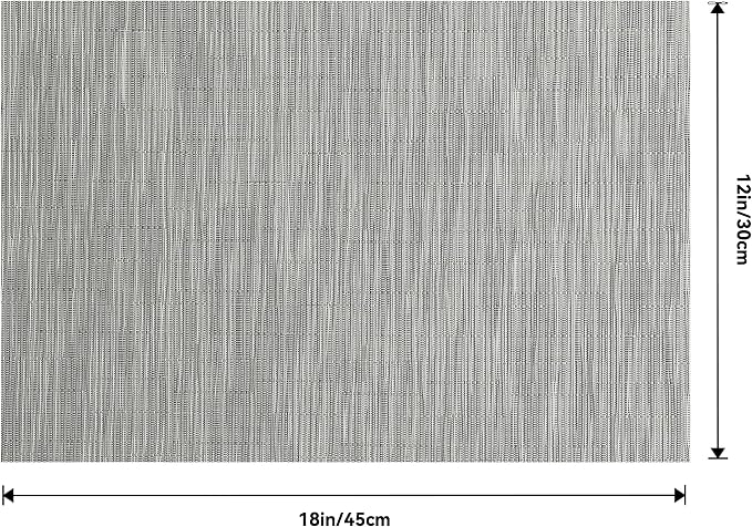 Leetaltree Silver Placemats Set of 6 - Heat Resistant Non-Slip Place mats for Dining Table, Washable Durable PVC Vinyl Woven Table Mats(Silver, 6)