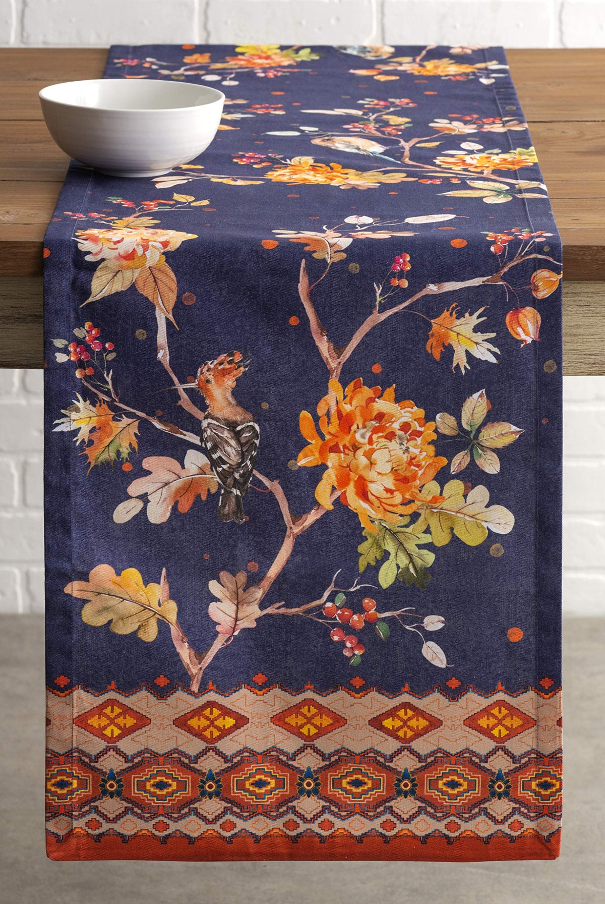 Maison d' Hermine Table Runner 100% Cotton Single Layer Table Runners 108 inches Long for Thanksgiving Christmas Decorations Home Kitchen Dining Party Wedding (Kelim - Infinity, 14.5" x 108")