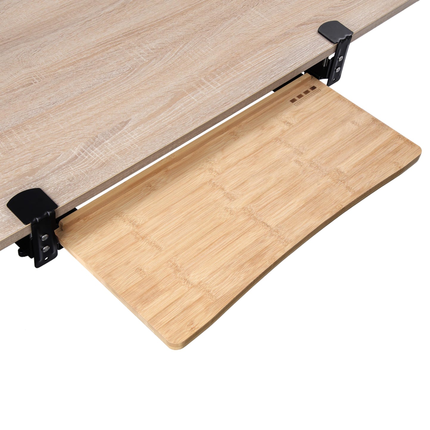 D'vine Dev Keyboard Tray Under Desk with Wrist Rest, Bamboo Wood Keyboard Drawer with Full Size Keyboard and Mouse Pad, Original Wood, KBTY-1