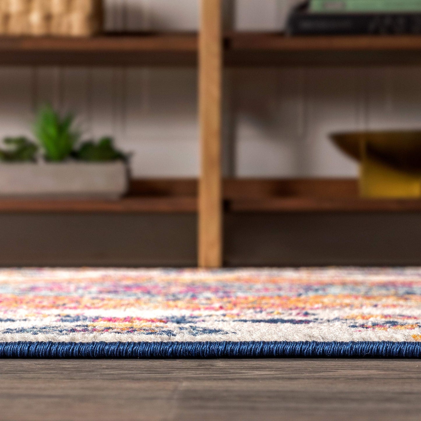 JONATHAN Y Boho Vintage Blue/Multi Runner Rug, 2x18, Bohemian Flair Medallion, Floral Easy-Cleaning High Traffic for Living Room, Bedroom, Kitchen, Pet-Friendly, Non Shedding (BMF106A-218)
