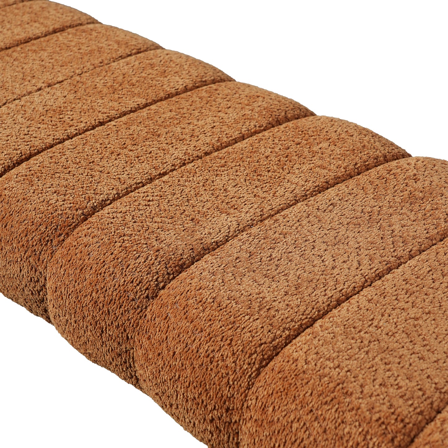 Christopher Knight Home Delan Boucle Upholstered Ottoman Bench, Wooden Entryway Bench, Long Sofa Footstool for Living Room, Bedroom End of Bed Bench, Orange