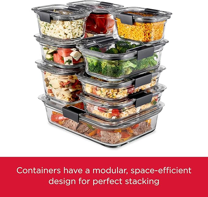 Rubbermaid Brilliance Glass Food Storage Containers, 3.2 Cup, Leak-Proof