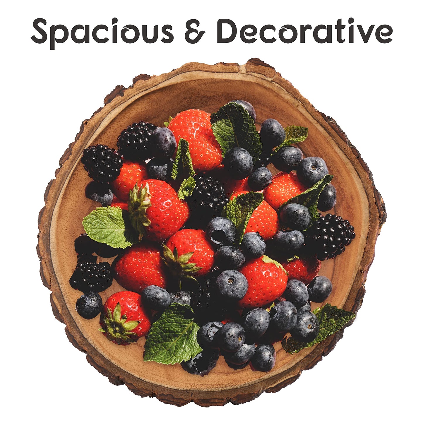 Tapeera Wood Fruit Bowl for Kitchen Counter - Large Decorative Key Tray for Entryway Table - Wooden Holder Basket for Candy and Office (10.5 Inch)