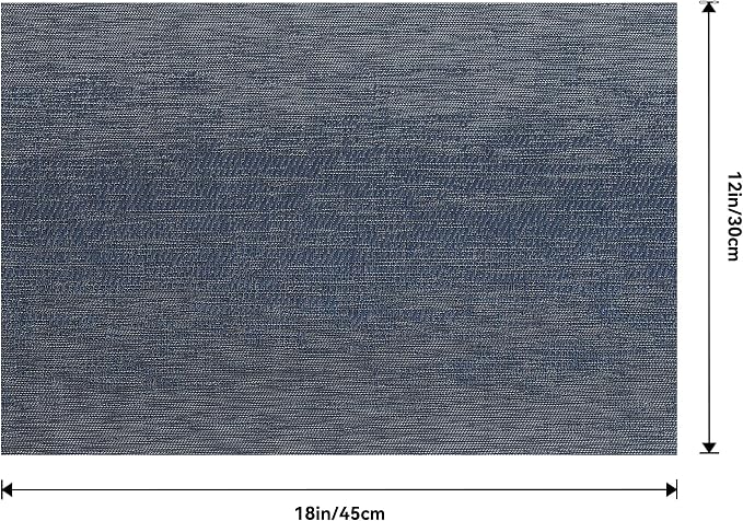 Leetaltree Denim Blue Placemats Set of 6 - Heat Resistant Non-Slip Place mats for Dining Table, Washable Durable PVC Vinyl Woven Table Mats(Denim Blue, 6)