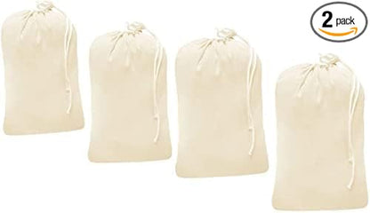 4 Pack - Extra Large Cotton Laundry Bag, Heavy Duty Large Laundry Bags 24 x 36