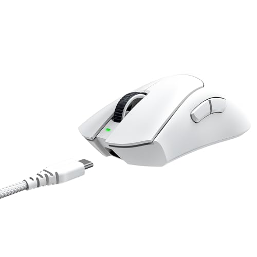 Razer DeathAdder V3 Pro Wireless Gaming Mouse: 64g Lightweight Ergonomic - 30K DPI Optical Sensor - Gen-3 Optical Switches - 8 Programmable Controls - Up to 90 Hr Battery - White