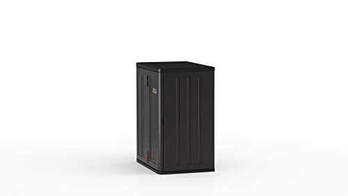 Suncast Commercial Heavy-Duty 9 Cubic Ft. Resin Storage Cabinet with Lockable Handles, Adjustable Metal-Reinforced Shelves for Garage or Workspace, Black, Made in The USA