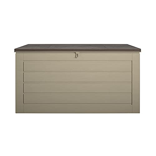 Cosco Outdoor Living 180 Gallon Patio Storage Box, Extra Large, Lockable Lid, Weather-Resistant, Tan/Brown