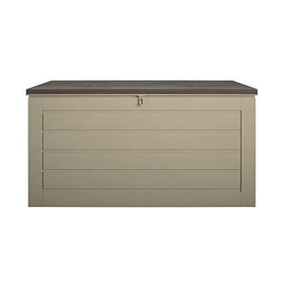 Cosco Outdoor Living 180 Gallon Patio Storage Box, Extra Large, Lockable Lid, Weather-Resistant, Tan/Brown