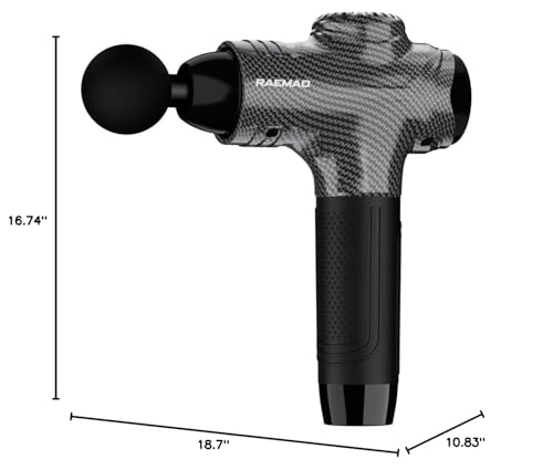 RAEMAO Massage Gun, Handheld Electric Deep Tissue Muscle Massager for Athletes for Pain Relief Attaching 8 Replacement Heads, Percussion Massager with 10 Speeds, Father's Day Gifts, Carbon