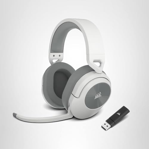 Corsair HS55 Wireless Multiplatform Lightweight Gaming Headset with Bluetooth - Dolby 7.1 Surround Sound - iCUE Compatible - PC, PS5, PS4, Nintendo Switch, Mobile - White