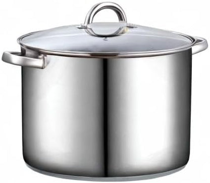 Cook N Home Basics 16 Quart Stainless Steel Stock Pot with Lid, Cooking Pot for Pasta, Soup, Sturdy Handle, Large Stockpot with Even Heating, Oven & Dishwasher Safe, Cookware for Canning, Boiling