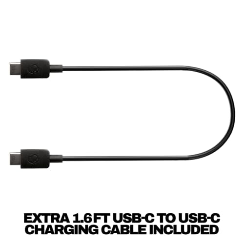 Skullcandy Crusher Evo Wireless Bluetooth Headphones with Extra USB-C Charging Cable, Multi-Sensory Bass, Noise Isolating Over-Ear Fit, 40 Hours Battery, Microphone for iPhone Android - True Black