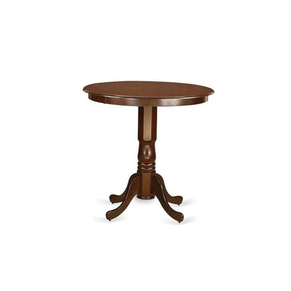 East West Furniture JACH3-MAH-W 3 Piece Counter Height Dining Table Set Contains a Round Wooden Table with Pedestal and 2 Kitchen Dining Chairs, 36x36 Inch, Mahogany