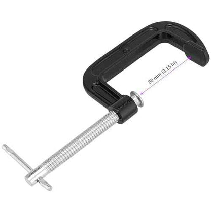 JEUIHAU 4 PCS 3 Inch C Clamp Set, Cast Iron C Clamps, Black Metal Small C Clamp with Sliding T-Handle, 3 Inch Mini G Clamp for Woodworking, Welding, Building, Metal Workpiece