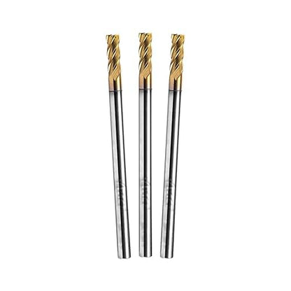 ACCUCUT A4KES 3mm Carbide Square End Mill- 4 Flute Milling Bit Set for Steel, Forge Steel, Hardened Steel, Copper, Alloys & Materials < HRC 50 - AlTiN Coating CNC Router Bit, 45 Degree Helix (3 pcs)