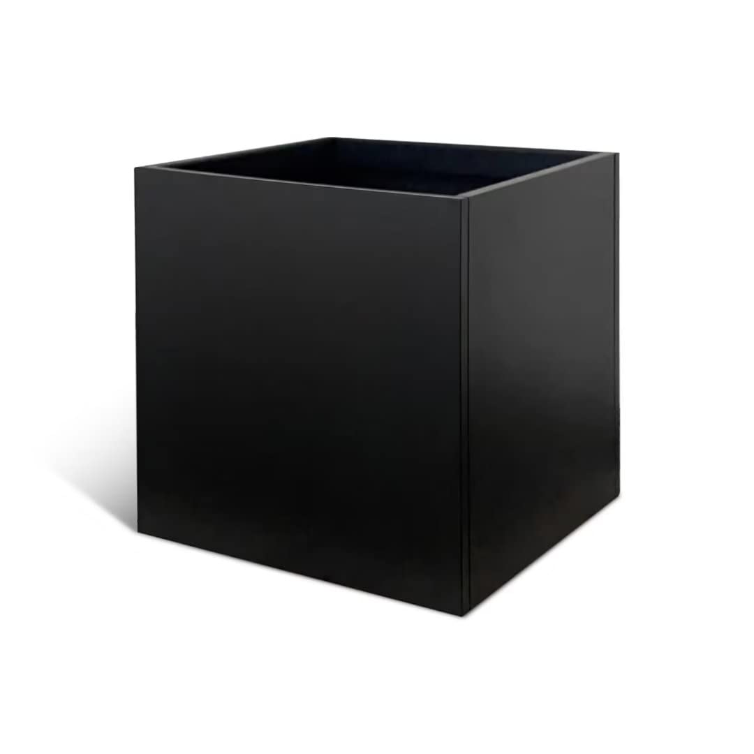 Galvanized Steel Planter Box 26Inch Black Metal Planter Large Square Indoor Outdoor Planters Cube Steel Heavy Duty Planter Powder Coating Modern Commercial Residential for Plants, Patio, Yard, Garden