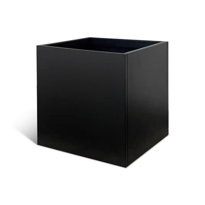 Galvanized Steel Planter Box 26Inch Black Metal Planter Large Square Indoor Outdoor Planters Cube Steel Heavy Duty Planter Powder Coating Modern Commercial Residential for Plants, Patio, Yard, Garden