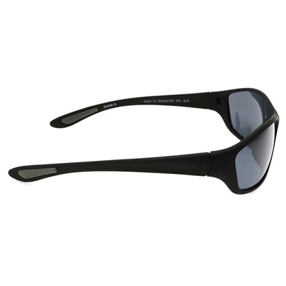 Foster Grant, mens, Backstop Wrap Polarized Sunglasses, Black/Black, 150 mm