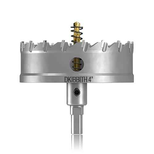 TCT Hole Saw Set, 4"(100mm) Heavy Duty Tungsten Carbide Tipped Hole Cutters for Stainless Steel Mild Steel Copper Iron Brass Plastic and More, with Titanium-Plated Pilot Drill Bits