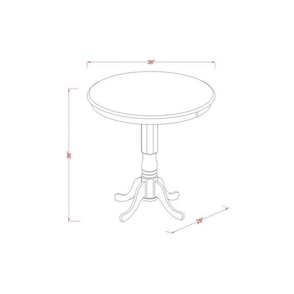 East West Furniture JAVN3-MAH-W 3 Piece Kitchen Counter Set for Small Spaces Contains a Round Dining Room Table with Pedestal and 2 Dining Chairs, 36x36 Inch, Mahogany