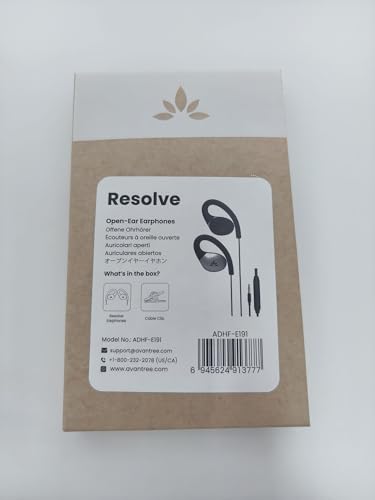 Avantree Resolve (Small-Medium) – Wired Open-Ear Earbuds w/Mic & Over-Ear Hook, for Women, Kids & Young Men w/Small Ears, Ideal for Office, Outdoor & Home, 3.5mm AUX