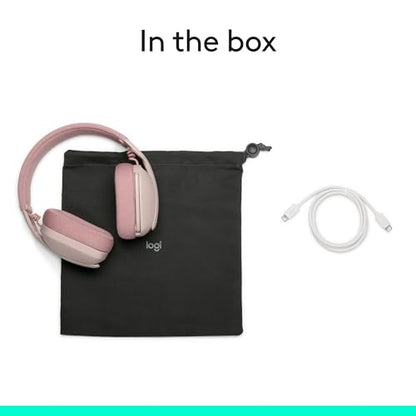 Logitech Zone Vibe 100 Lightweight Wireless Over Ear Headphones with Noise Canceling Microphone, Advanced Multipoint Bluetooth Headset, Works with Teams, Google Meet, Zoom, Mac/PC - Rose