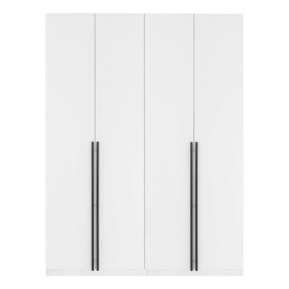 Manhattan Comfort Lee Freestanding Closet | Space-Saving Storage Cabinet with 4 Shelves, 1 Hanging Rod, 2 Drawers, 3 Shoe Shelves & 1 Large Storage Area | No Tool Assembly, 2 Piece Set, White