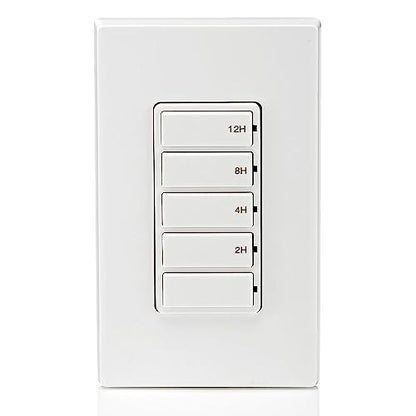 Leviton Countdown Timer Switch for bathroom fan and household lights, 5-10-15-30 min, No Neutral Required, Single Pole, 15A, 1/2 HP/9.8A Fan/Motor, DT130-1LW, White