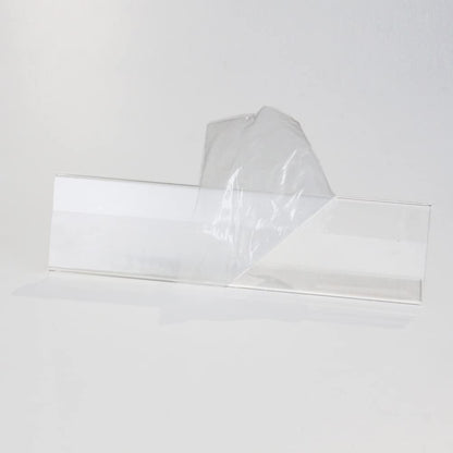 6 Pack 8"W x 2"H Acrylic Office Name Plates Name Labels for Desks, Horizontal Slant Back Clear Desk Sign Holder for Table Display