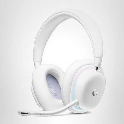 Logitech G735 Wireless Gaming Headset, Customizable LIGHTSYNC RGB Lighting, Bluetooth, 3.5 MM Aux Compatible with PC, Mobile Devices, Detachable Mic - White Mist