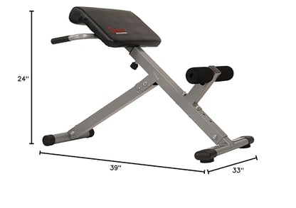 Sunny Health & Fitness Foldable Hyperextension Roman Chair w/Back Extension, Home Gym Sit Up Bench for Glute & Ab Workouts, Optional Adjustment Incline & Multi-Function Heavy-Duty Exercise Equipment